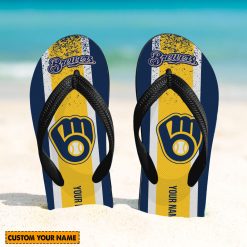 MLB Milwaukee Brewers Custom Name New Edition Flip Flops