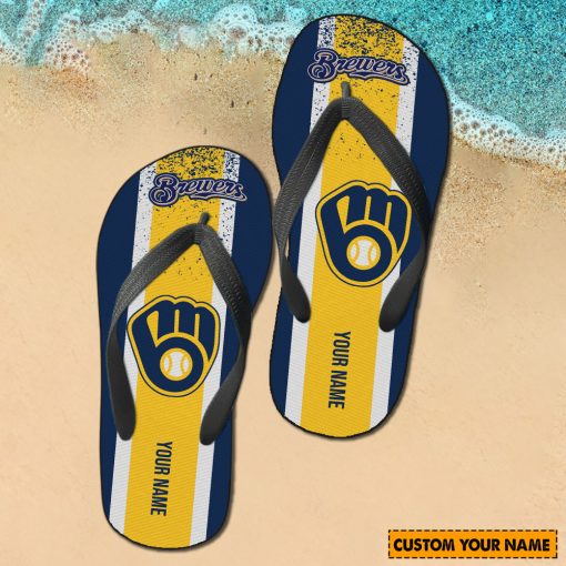 MLB Milwaukee Brewers Custom Name New Edition Flip Flops