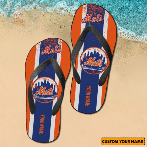 MLB New York Mets Custom Name New Edition Flip Flops
