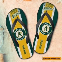 MLB Oakland Athletics Custom Name New Edition Flip Flops