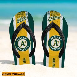 MLB Oakland Athletics Custom Name New Edition Flip Flops