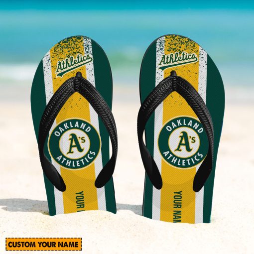 MLB Oakland Athletics Custom Name New Edition Flip Flops