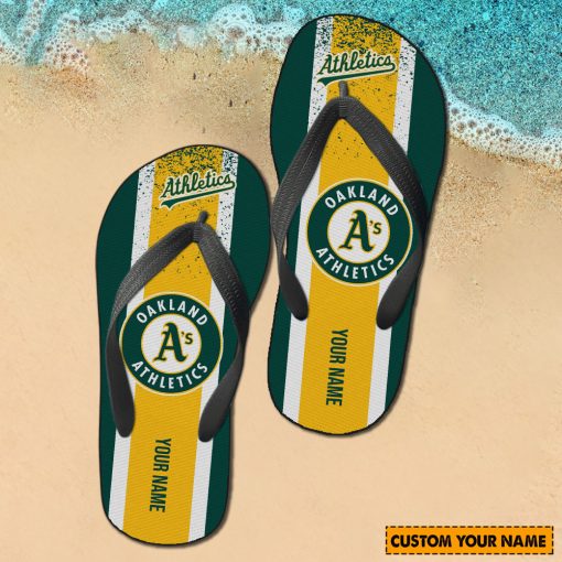 MLB Oakland Athletics Custom Name New Edition Flip Flops