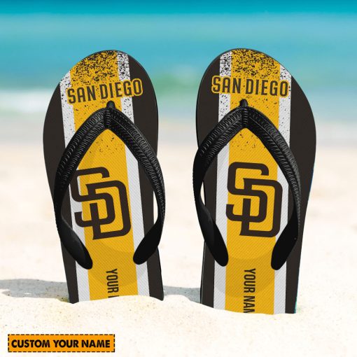 MLB San Diego Padres Custom Name New Edition Flip Flops