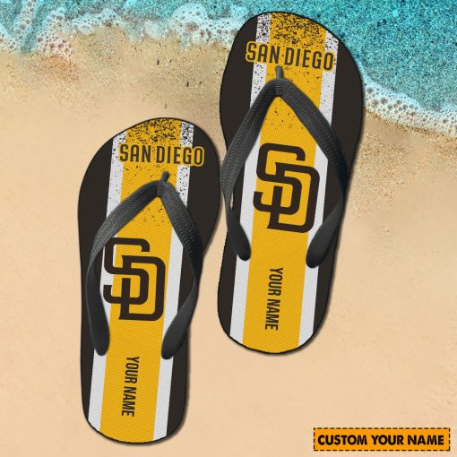 MLB San Diego Padres Custom Name New Edition Flip Flops